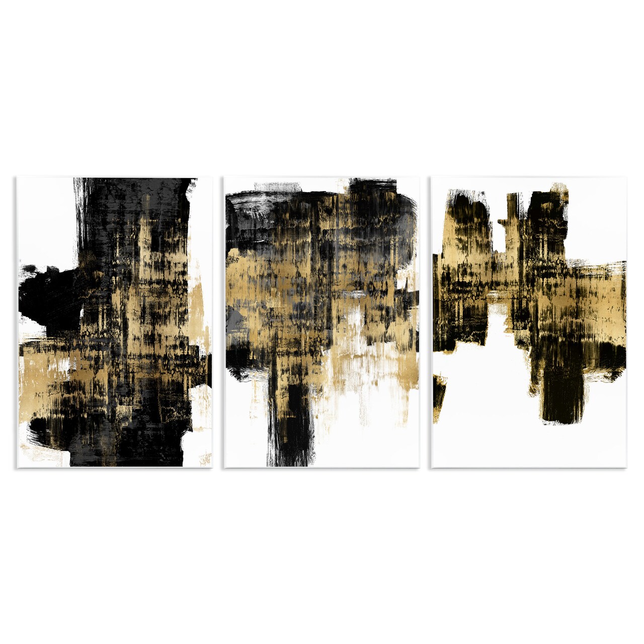 Stupell Industries Bold Black Brushstrokes with Gold Wall Plaque Art